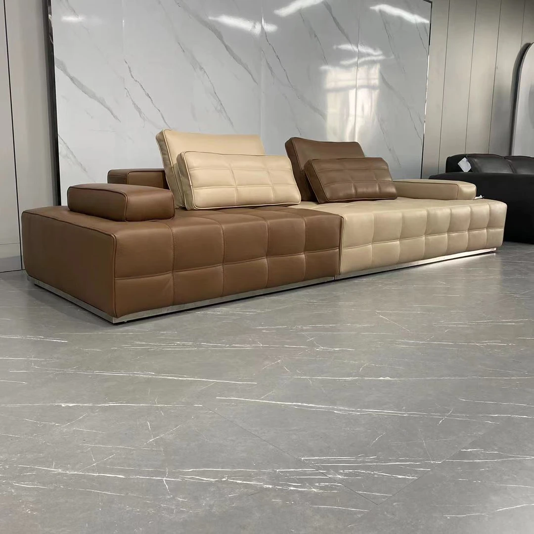 浦瑞迪浦瑞迪全皮劳伦斯轻奢简约意式别墅太空舱头层牛皮客厅沙发