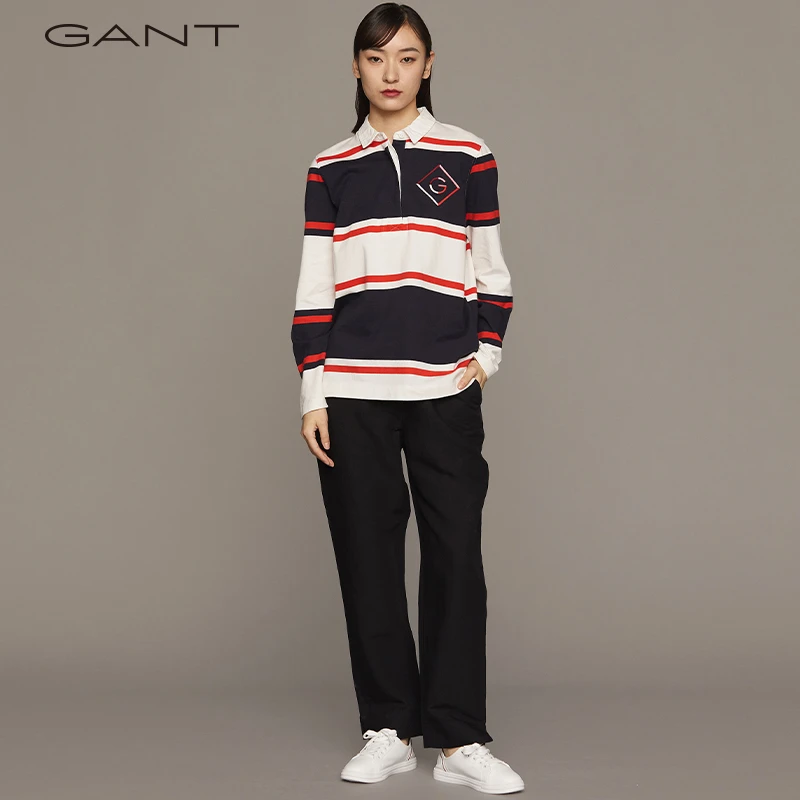 GANT/甘特夏季女士宽松复古简约休闲条纹长袖T恤4202516