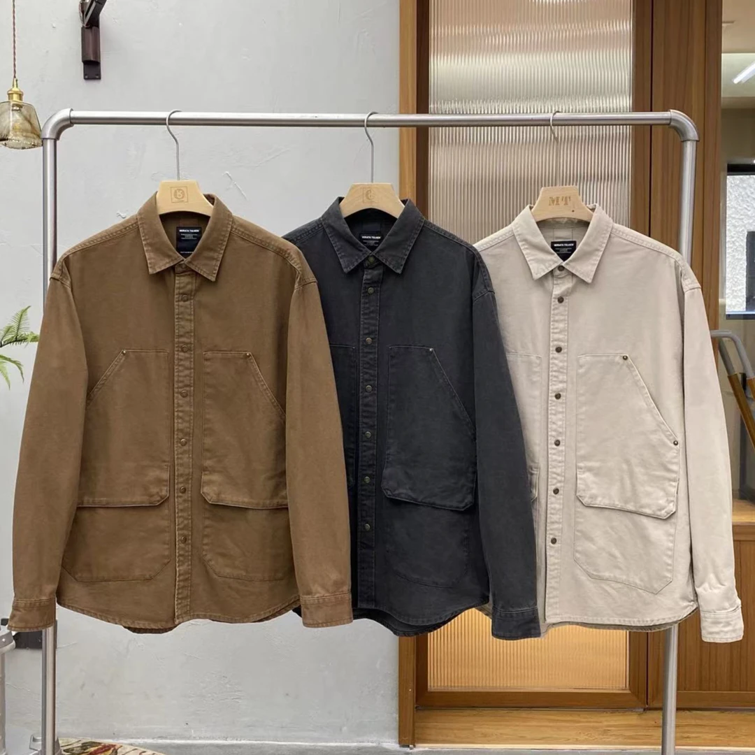 【老于宠粉】口袋工装长袖衬衫男潮牌街头宽松户外休闲衬衣男士春秋