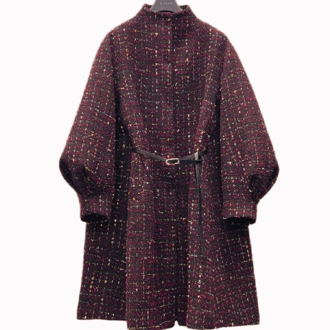 SDEER圣迪奥高端中长款百搭毛呢外套S224Z2325