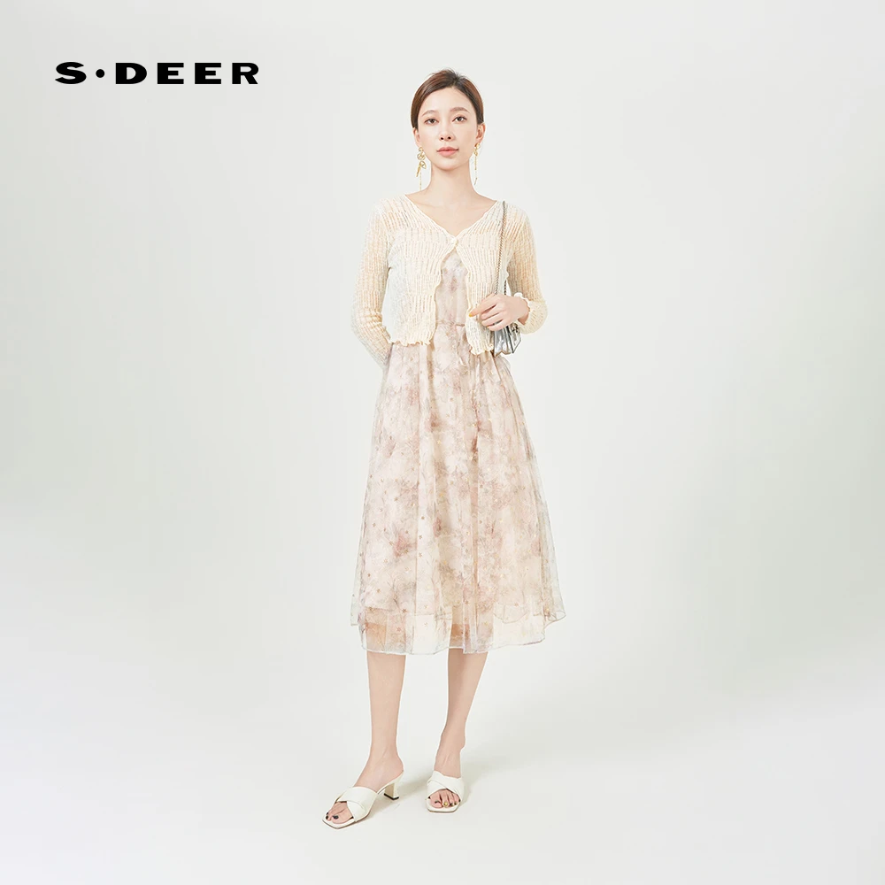 【粉丝专享】圣迪奥小香风针织法式两件套吊带裙S242Z1461