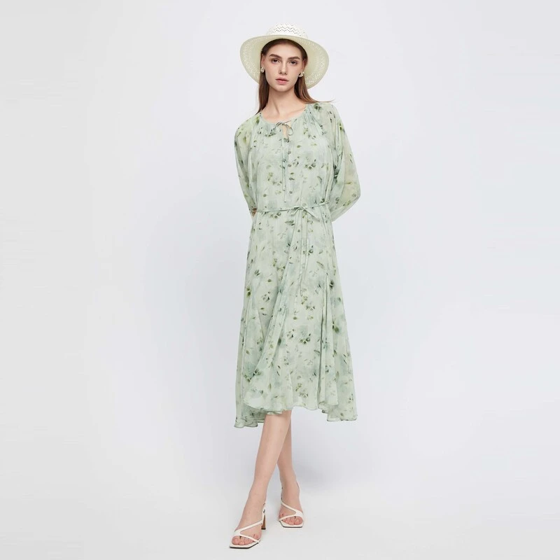 【小云总专享】圣迪奥田园风印花收腰显瘦碎花时尚连衣裙S243Z1260