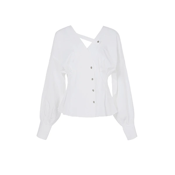 【囡姐专属】圣迪奥纯色显瘦小众休闲百搭气质女装衬衫S233Z0527