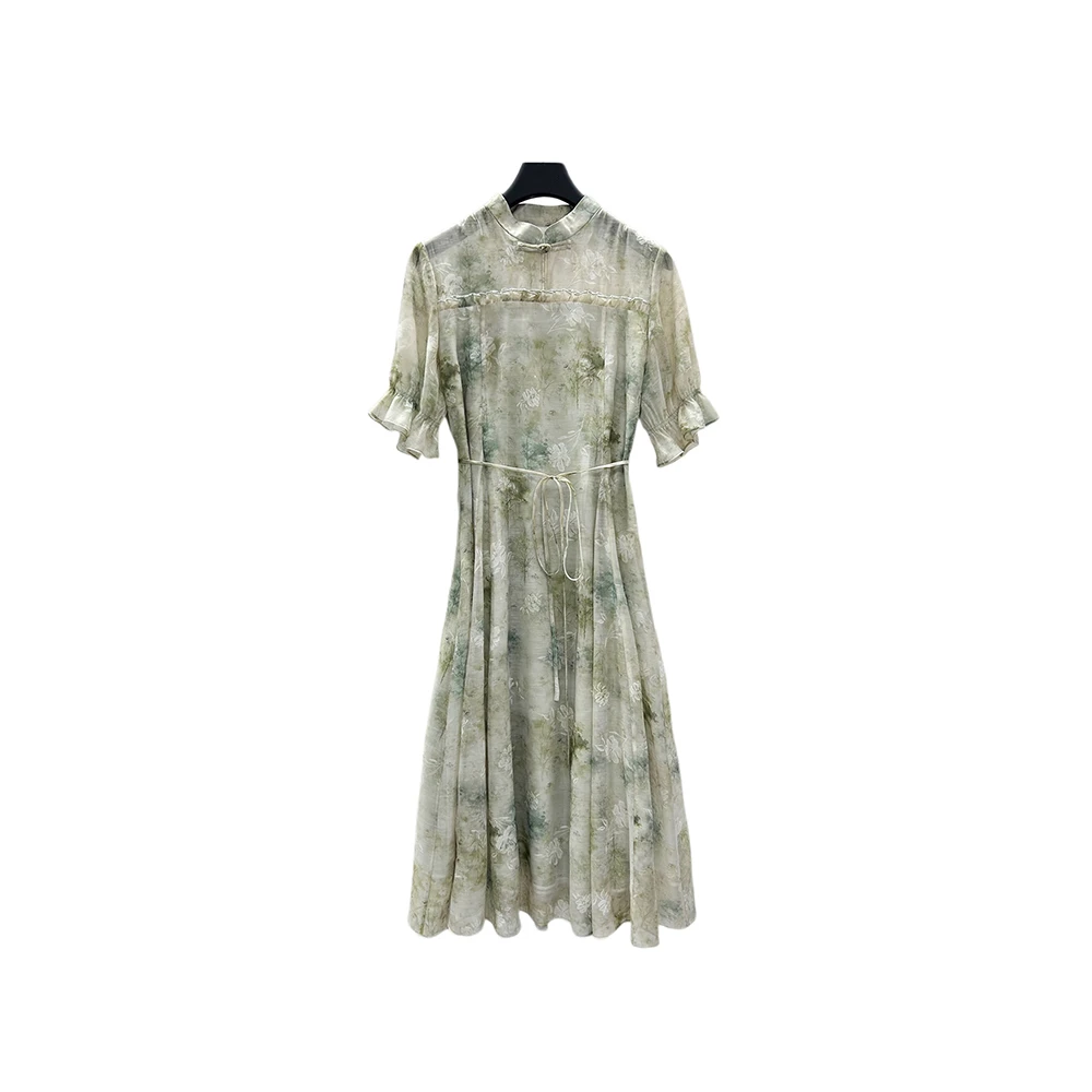 【李易行】优雅温柔不规则印花碎花设计师轻奢时尚连衣裙S242Z12Q4