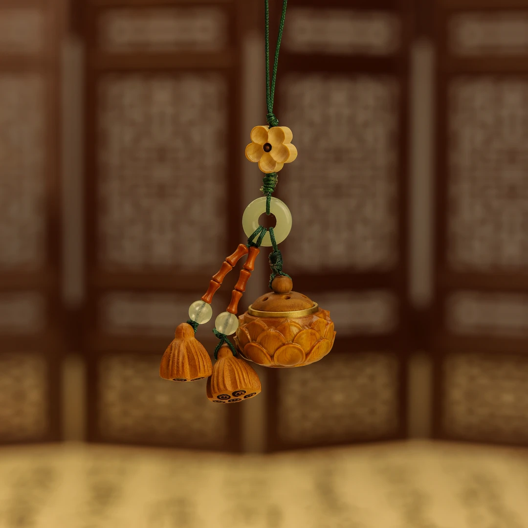 绿檀莲花莲蓬手机包包香囊挂件