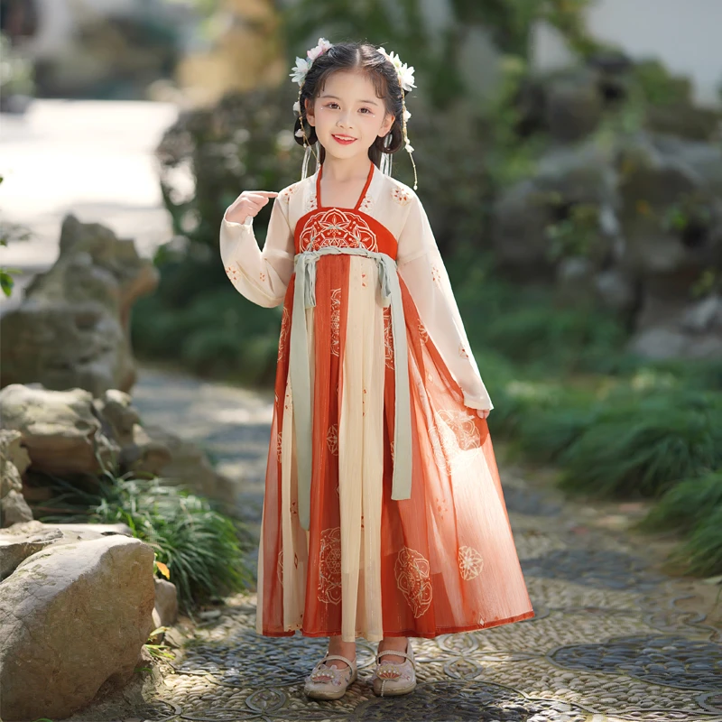 汉服女童春秋款古风超仙唐装女孩春装2025新款儿童中国风古装春季