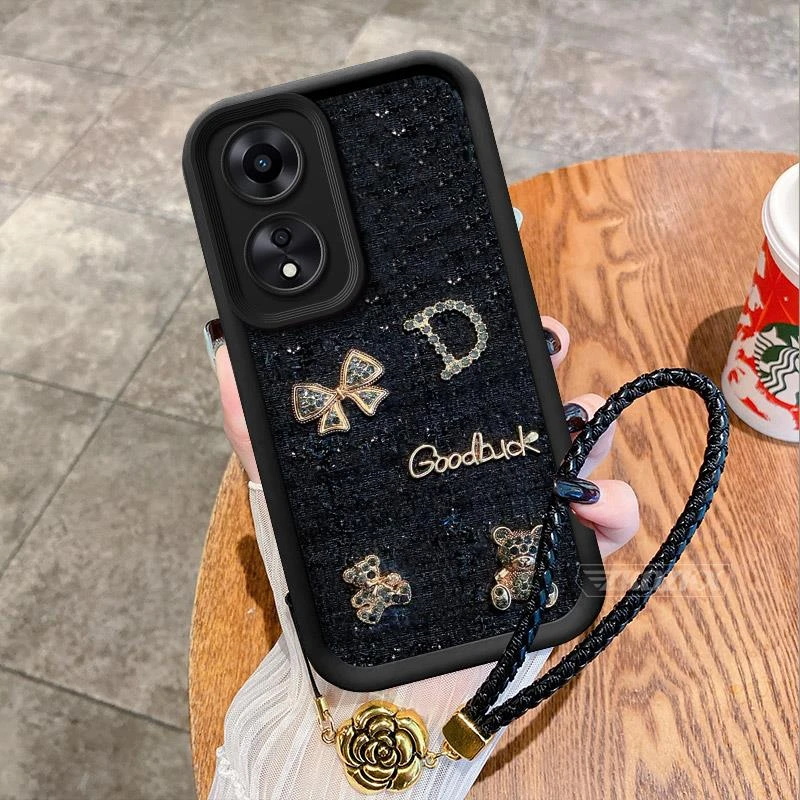 OPPOA1活力版手机壳全包防摔新款小香风带挂绳闪钻软壳女网红潮牌