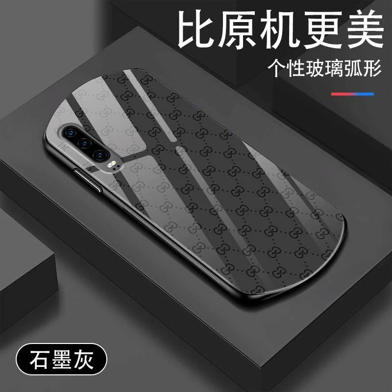 华为P30手机壳椭圆形弧形玻璃P30pro全包防摔硅胶保护套软壳男款