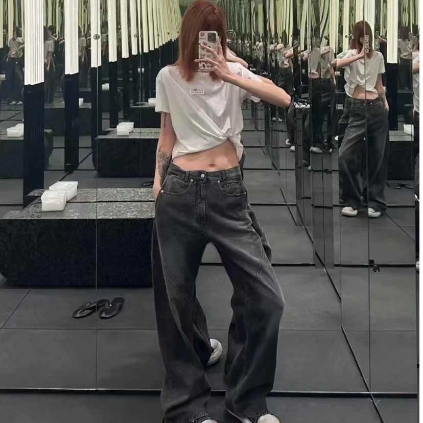 马家新款弯刀牛仔裤爆款 水洗百搭经典