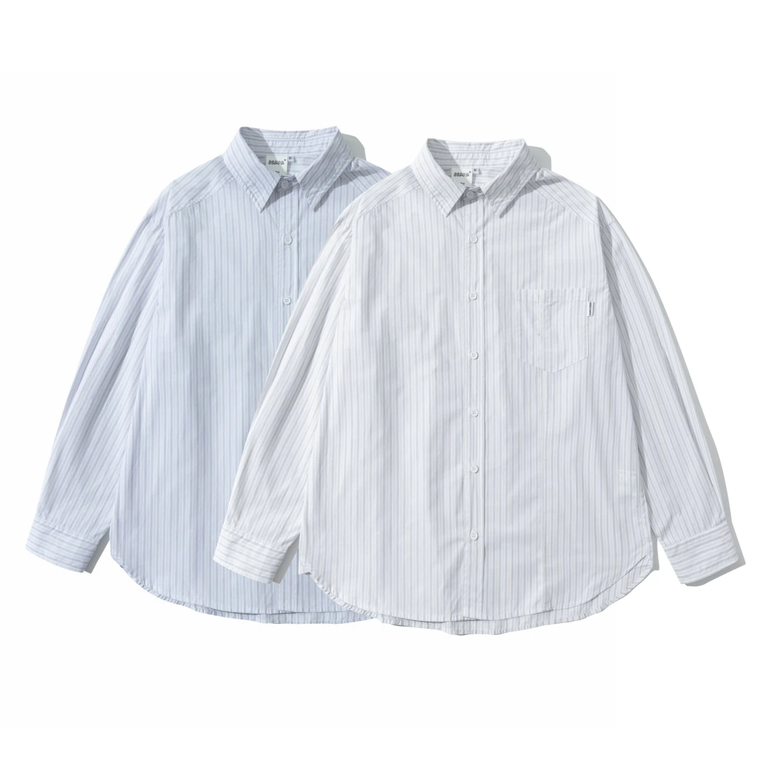 FANK SHIRT.2024 F/W秋季新款日系小众设计拼接条纹衬衫宽松简约