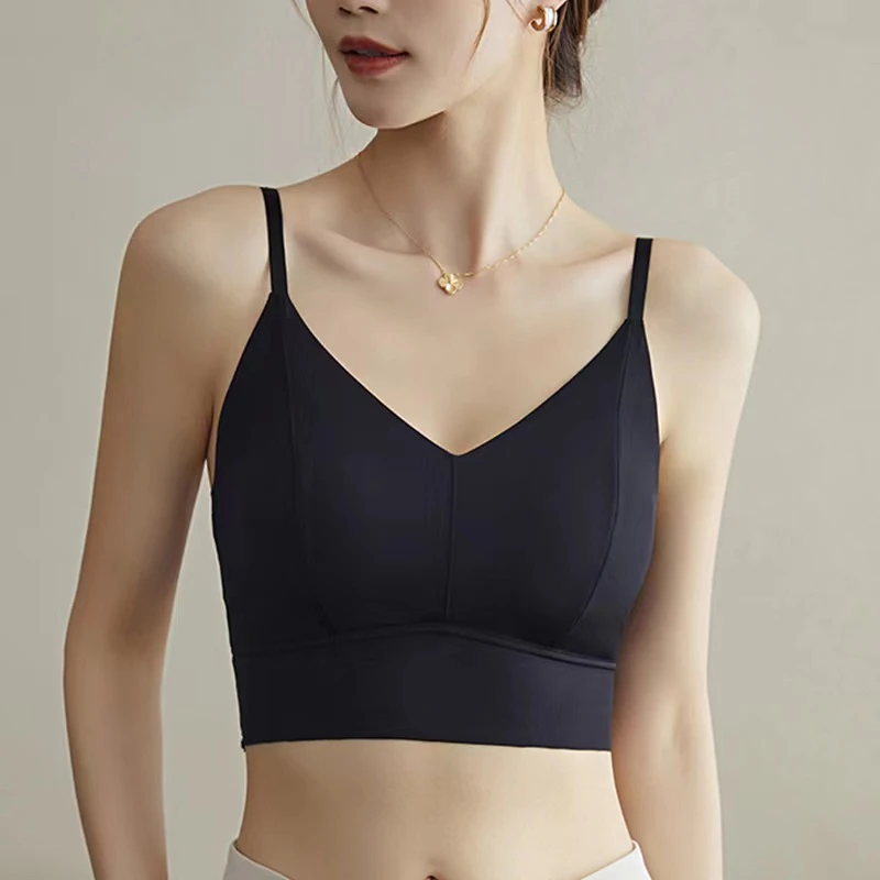 【运补贴5-10】6618夏季短板冰丝美背吊带可外穿背心一体式免穿文胸