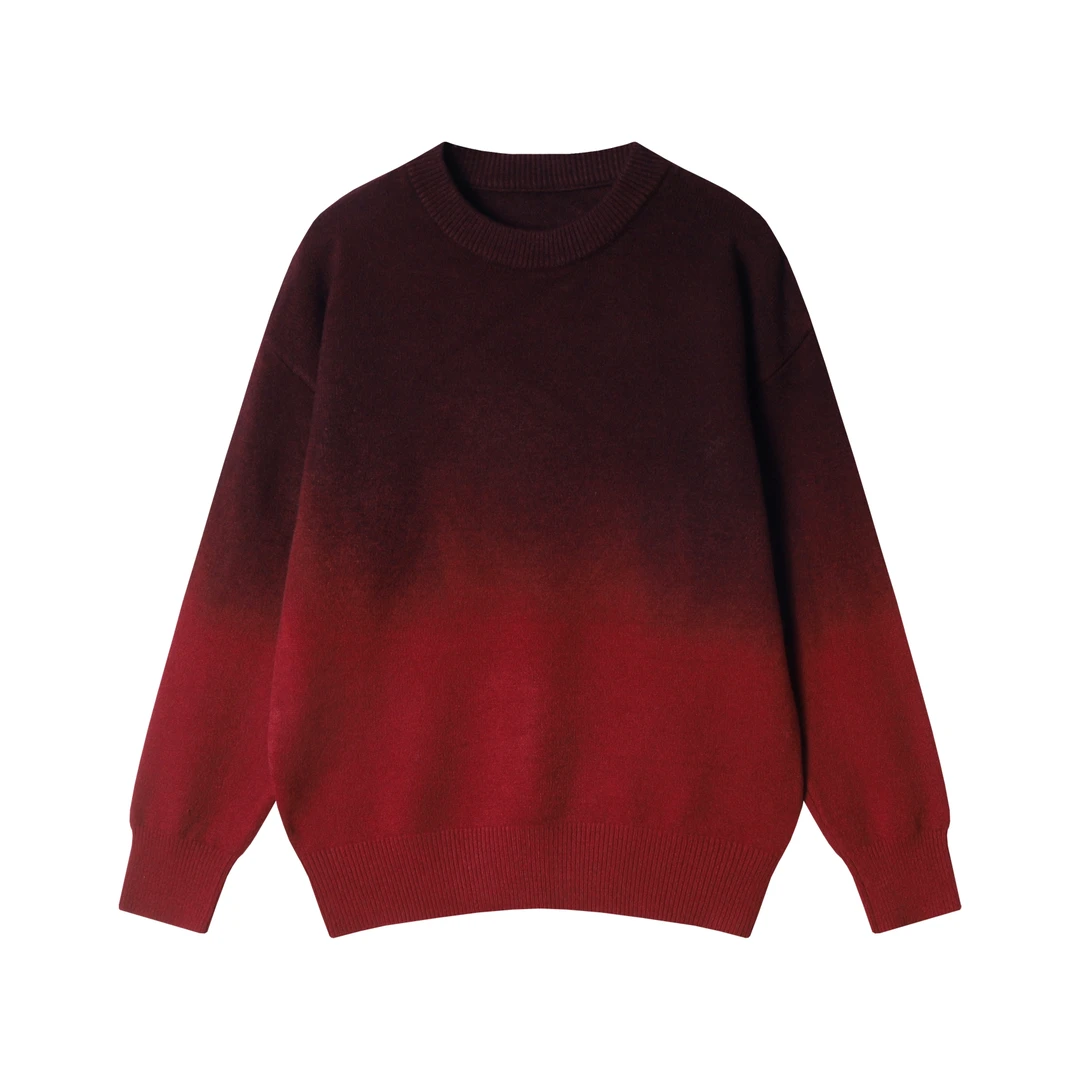 MY191秋冬新款时尚个性韩版渐变圆领针织毛衣宽松高级百搭上衣