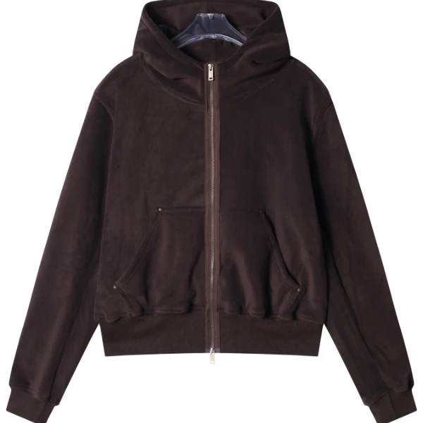 WT117秋冬季新款时尚个性绒面立领拉链开衫外套短款休闲百搭上衣