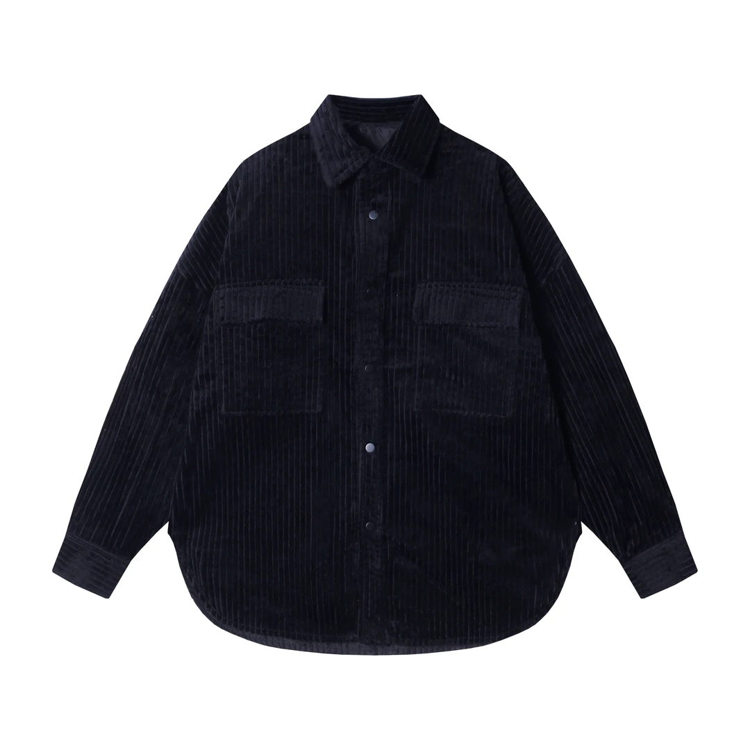 秋季新款日系工装长袖衬衫口袋潮牌休闲衬衣灯芯绒外套夹克3315