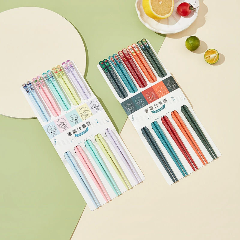 高档螺纹筷子家用新款防滑分餐筷一人一筷少女心彩色合金筷耐高温