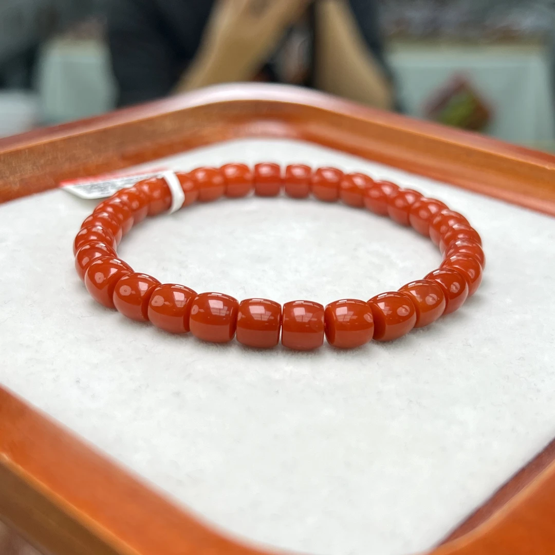 诚信经营支持年退换 南红精工直切锦红色手串7mm 多样性发一