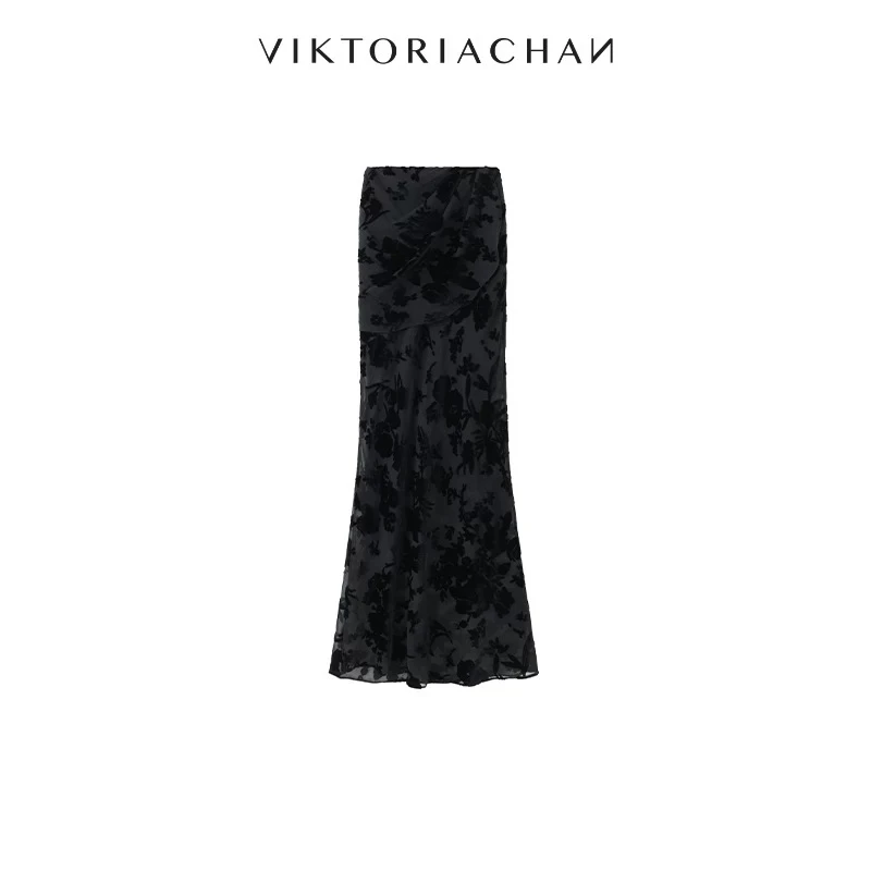 董小姐买手店VIKTORIACHAN黑色提花鱼尾半身裙