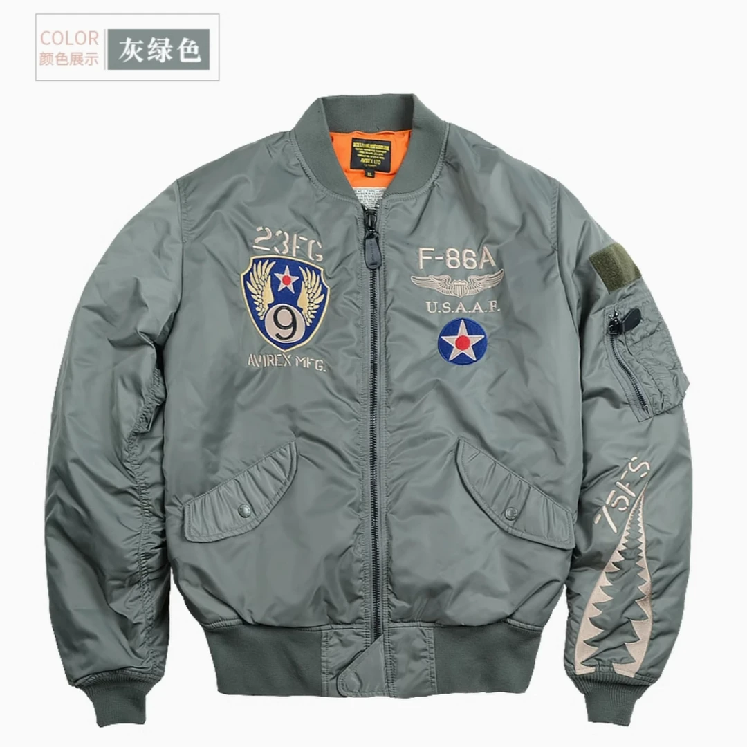 美国AVIREX飞鲨机车摩托车防摔护具飞行员薄棉春秋复古骑行服夹克