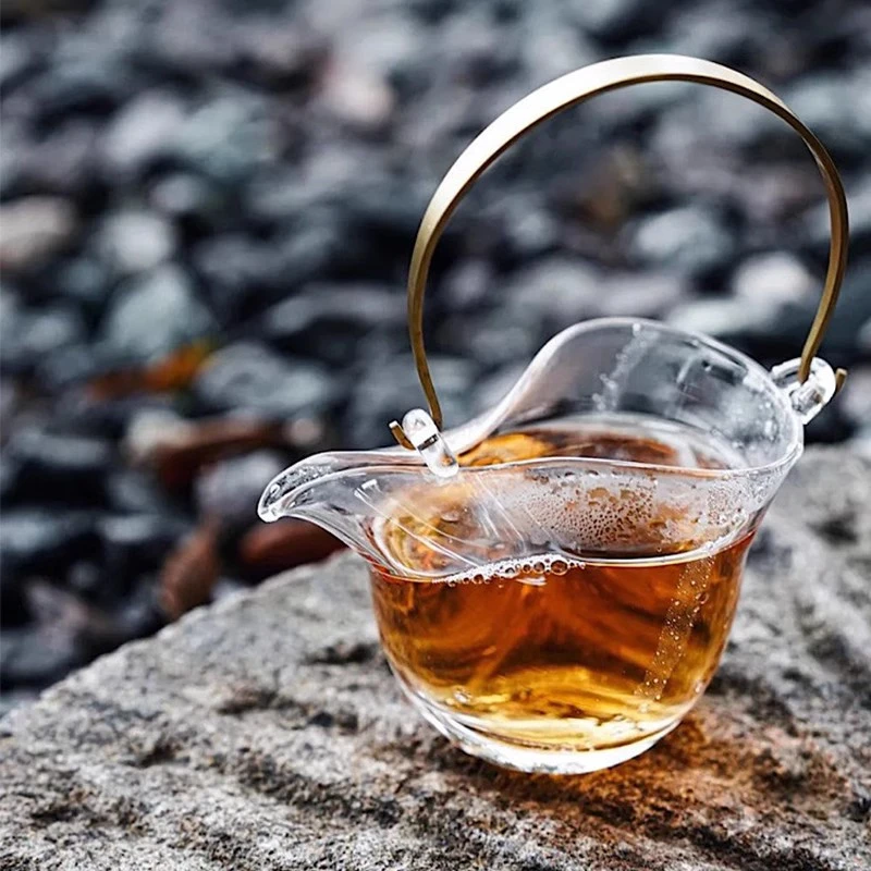 玻心璃语非白提梁公道杯 玻璃原创设计 茶具 手工匠人分茶
