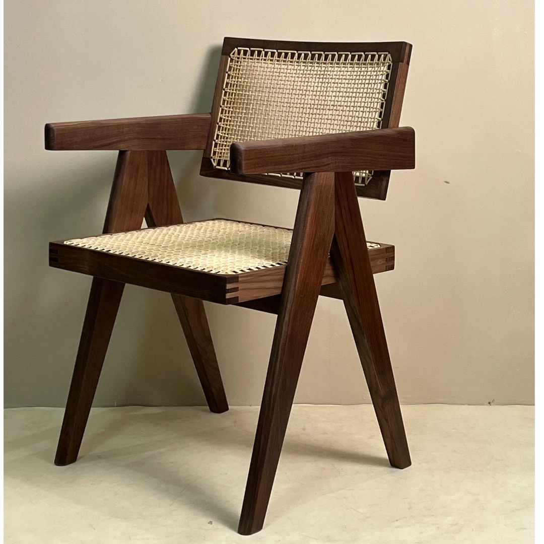 北美黑胡桃  昌迪加尔 双藤面  纯手编 家用休闲椅