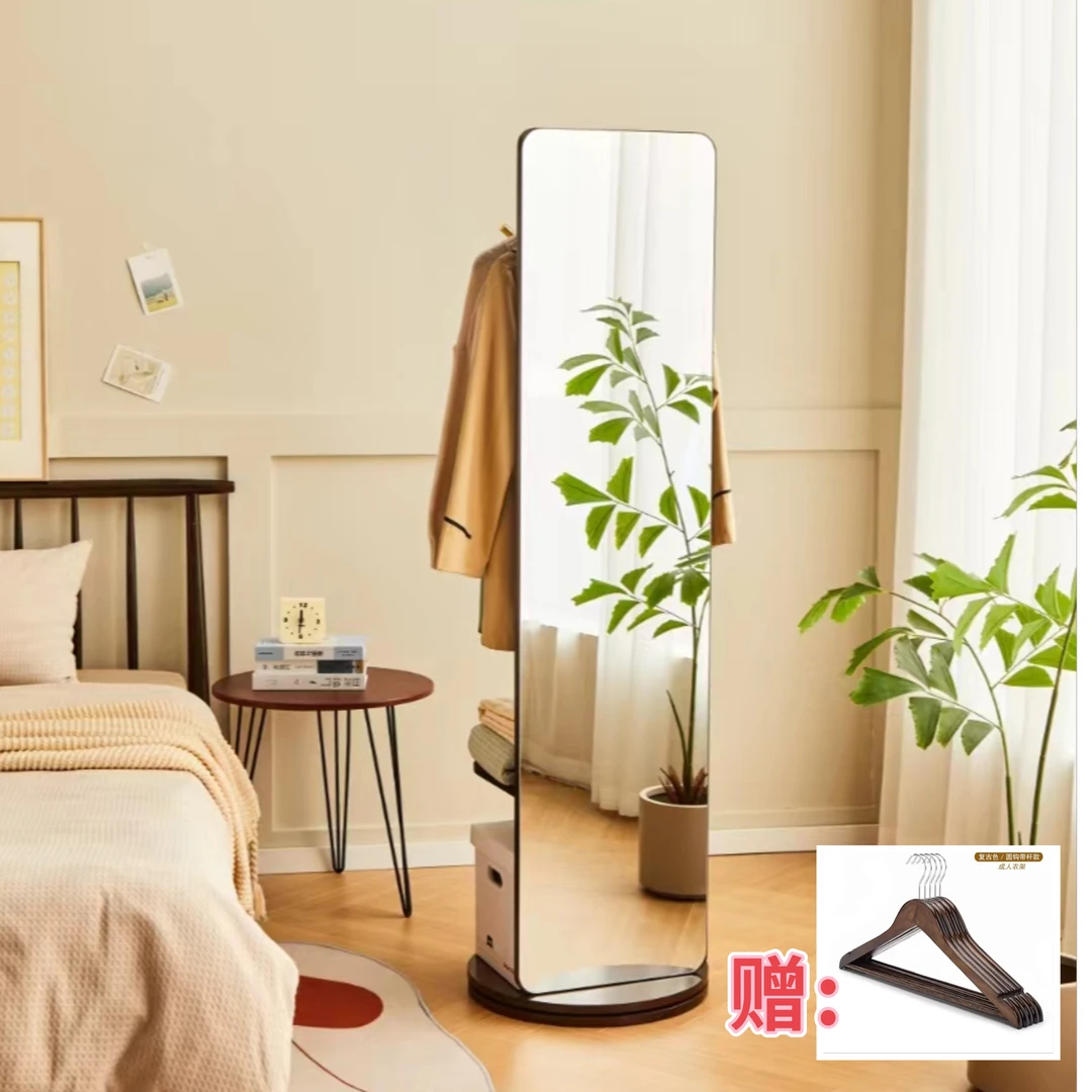 穿衣镜全身镜落地镜家用卧室穿衣镜可旋转移动挂衣架一体镜省空间
