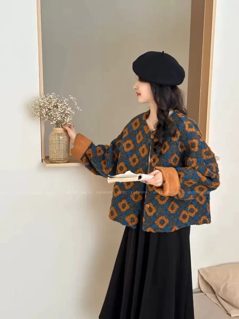 美美推荐82 橘色立体花朵短外套8867