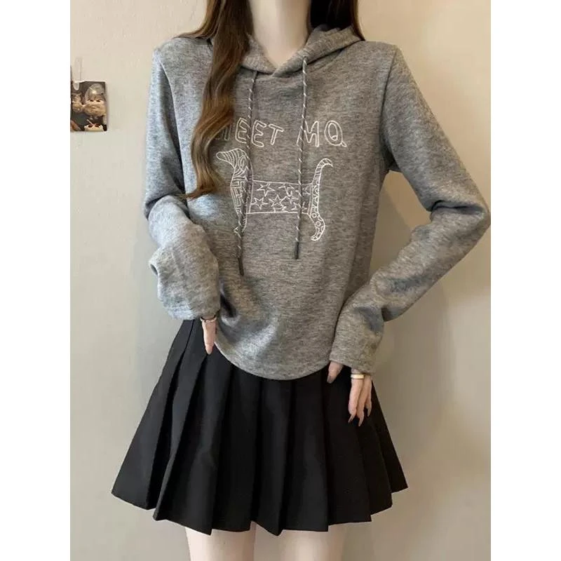 美美推荐88173杭州高货刺绣连帽加厚羊绒打底衫9095