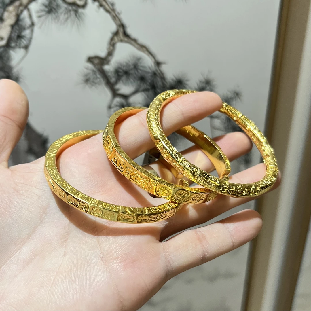 足银手镯 金包银手镯吉言手镯天花板纯手工锤纹开口闭口光面亮面