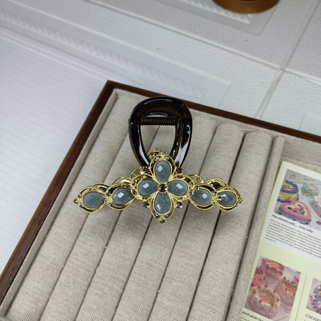 【YINYAO】原单设计满钻气质高端花朵高颜值抓夹0020