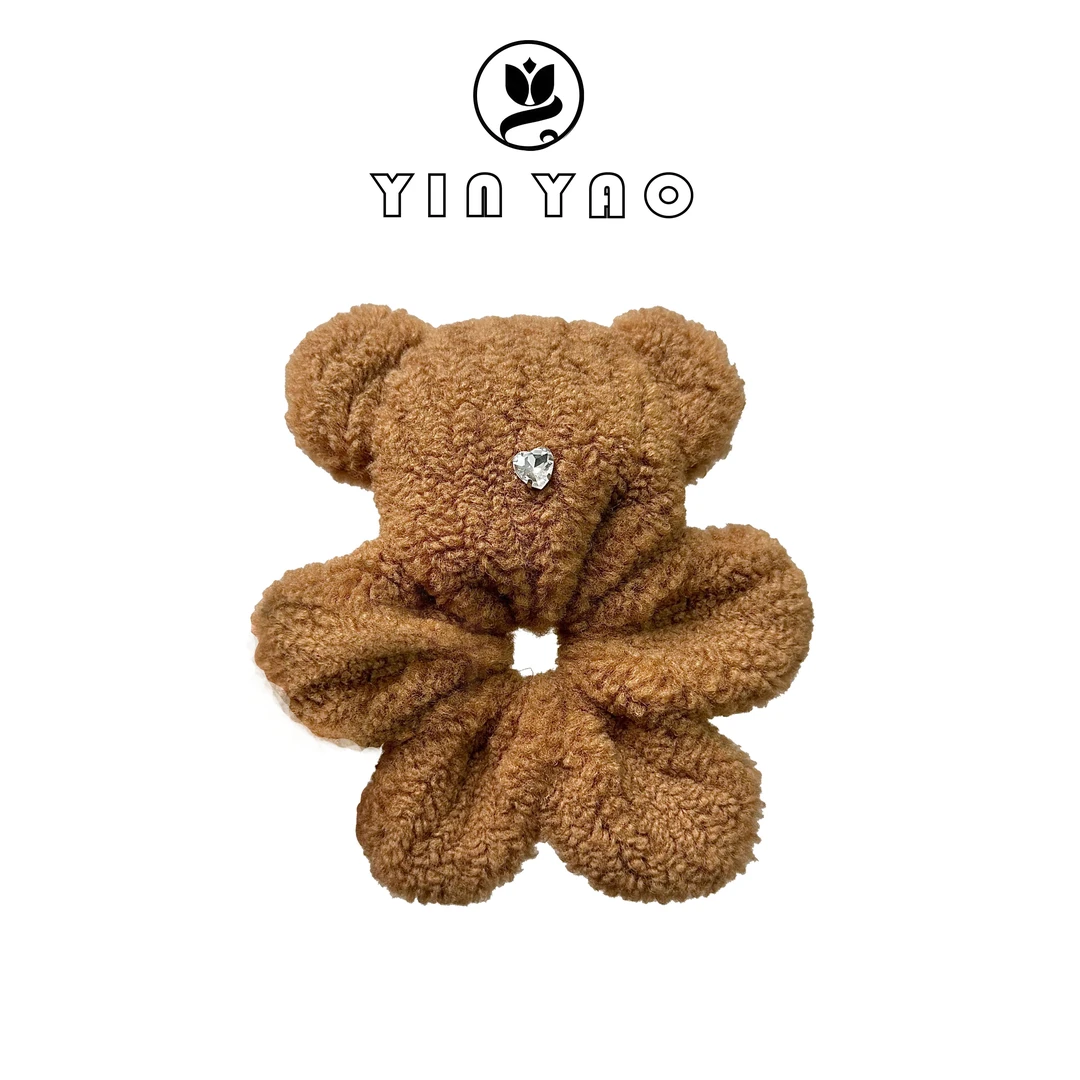 【YINYAO】原单毛绒小熊发圈6001儿童气质可爱百搭简约韩版甜美秋冬