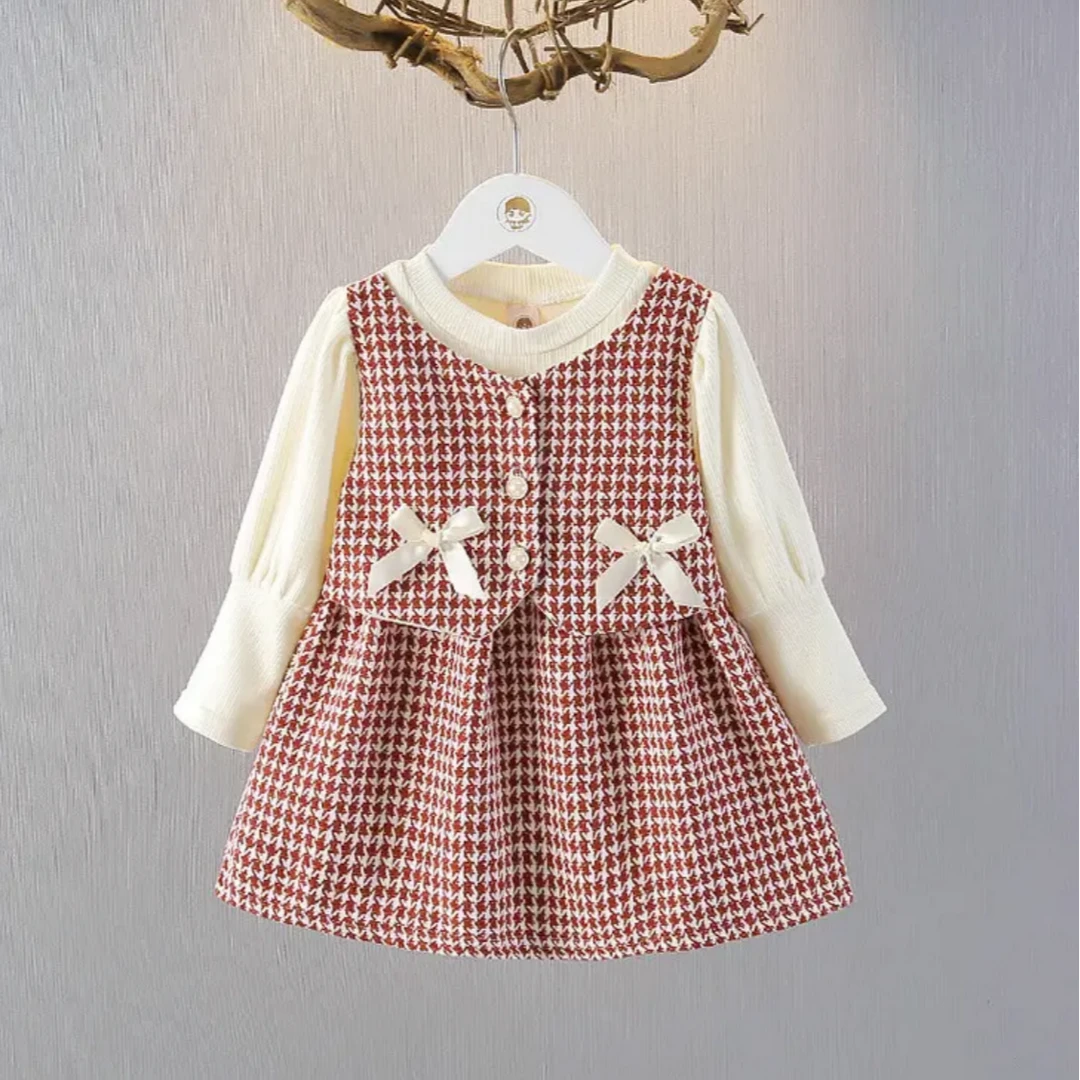 2024秋款上新小香风千鸟格真两件套气质名媛风