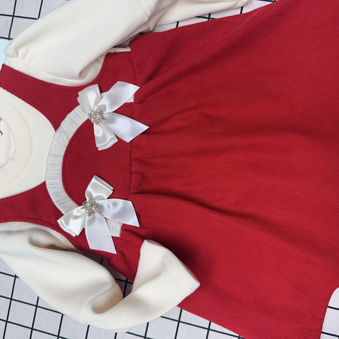 冬季加绒红色裙子女童【轻微染色 默认微瑕 无售后】完美主义者勿拍