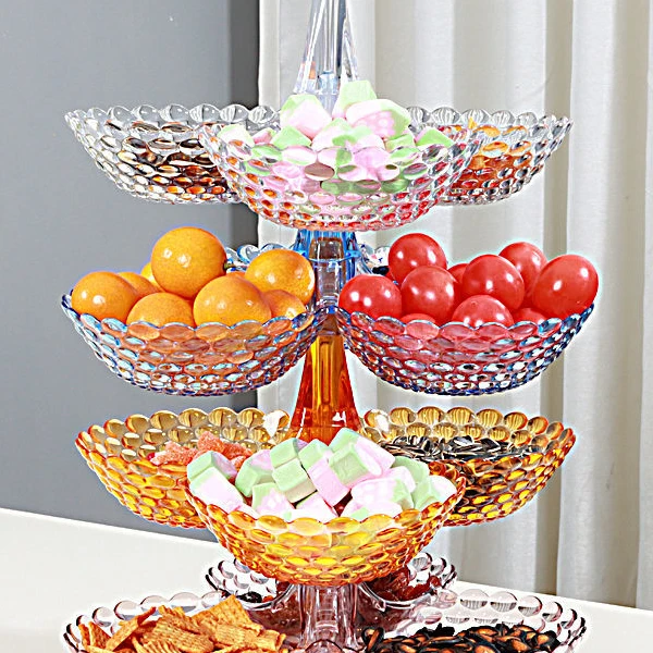 果盘零食客厅茶几网红创意时尚塑料多层水果盘网红轻奢客厅水果盘