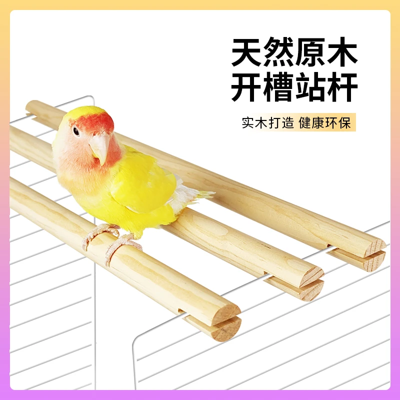 鹦鹉实木站杆攀爬楼梯栖息开槽站杆鸟笼装饰玄风牡丹啃咬玩具通用