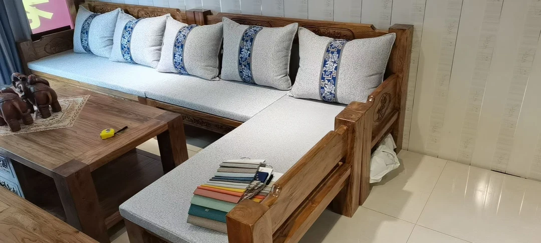 榆木转角沙发总长3.5米