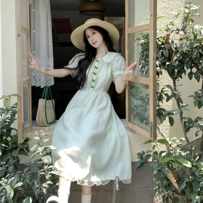 女大童娃娃领连衣裙夏季12-15岁高初中学生13少女小清新甜美a字裙