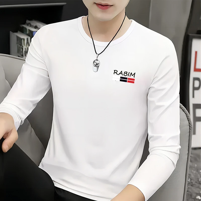 男士长袖T恤圆领百搭男生打底衫男印花秋冬季大码修身中青年秋衣