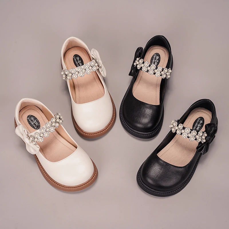 2024年春秋女童洋气防滑玛丽珍单鞋女童镶钻公主小皮鞋软底