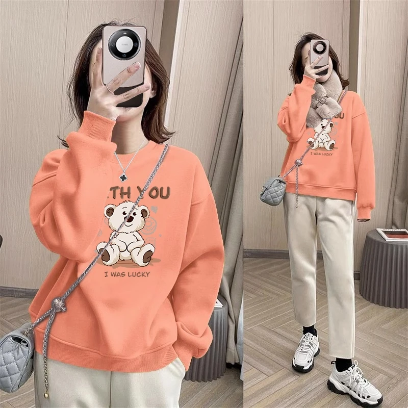 重磅高质量加绒卫衣女春秋小众设计感宽松慵懒风oversize无帽上衣