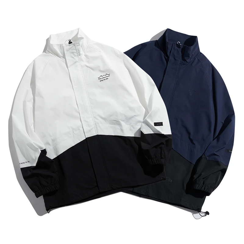 Q1060 春秋季新款美式复古拼色情侣装户外休闲夹克