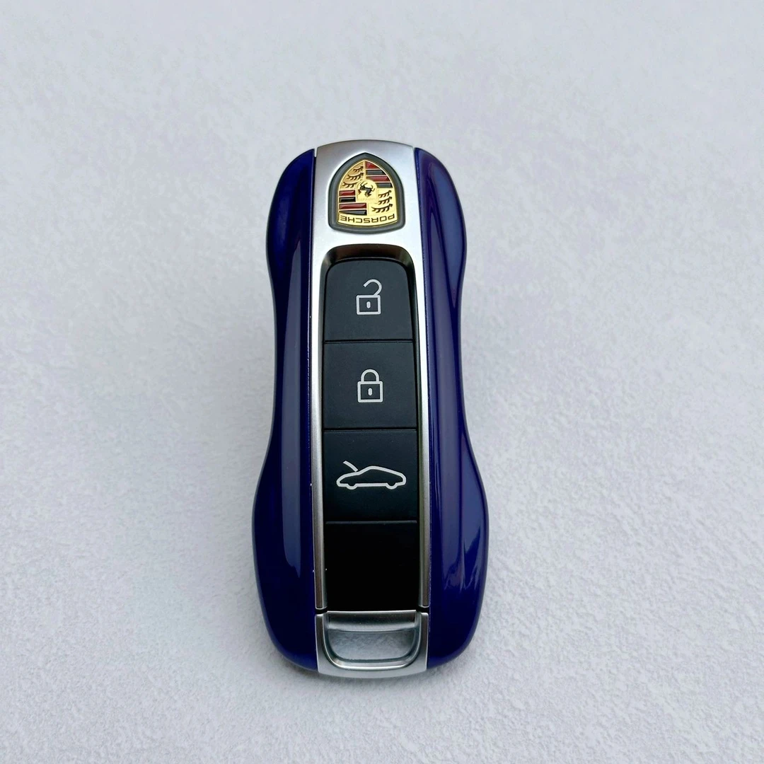 保时捷个性化定制汽车钥匙壳 车身同色龙胆蓝 高温烤漆 进口油漆