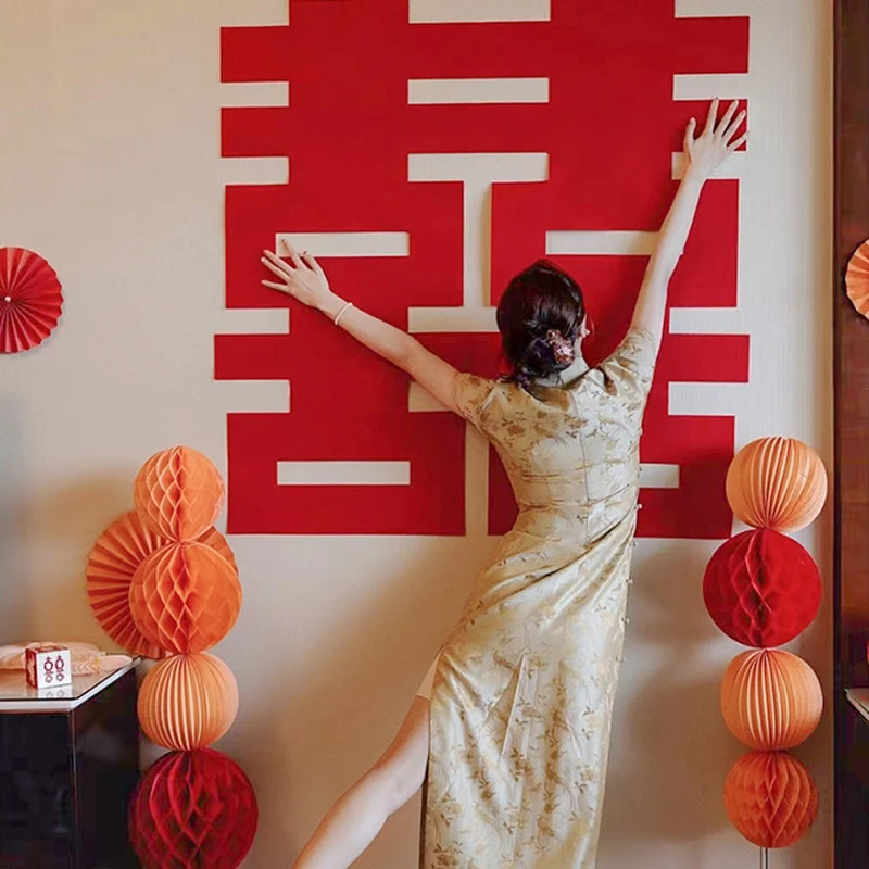 大喜字批发结婚门贴双喜装饰婚房布置无纺布超大号囍字贴婚庆用品