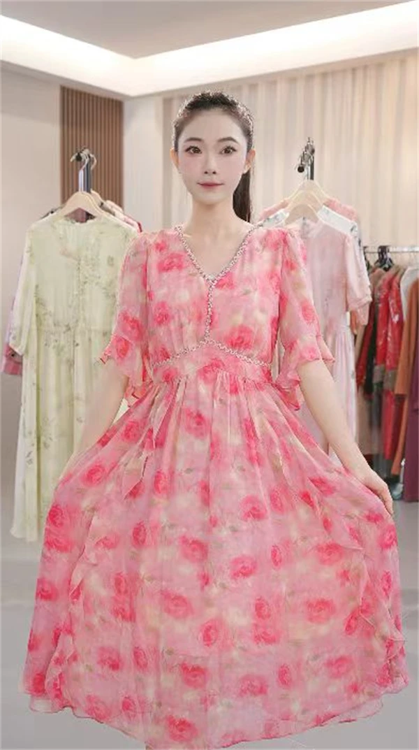 Y237夏季时尚女装连衣裙中长款a字裙