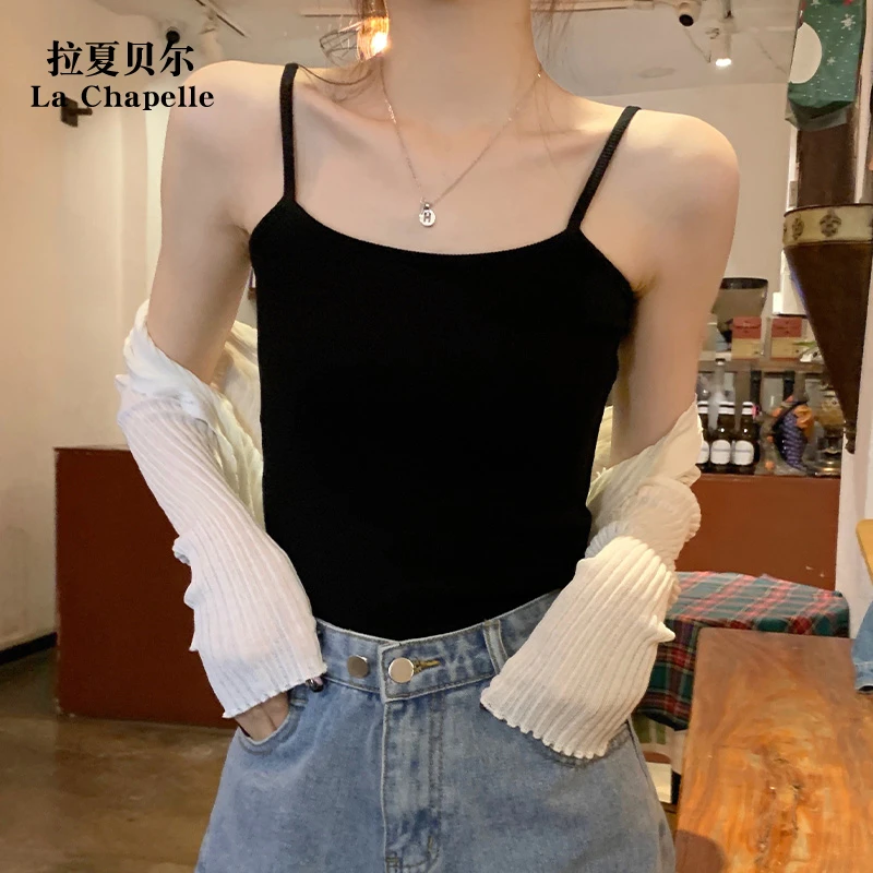 拉夏贝尔抹胸小吊带女内搭春夏2025新款白色遮副乳防走光