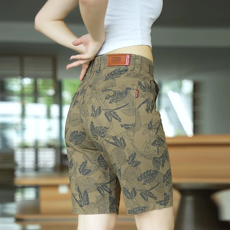 高端夏季五分花短裤子男直筒修身2025新款直筒纯棉透气休闲中裤男