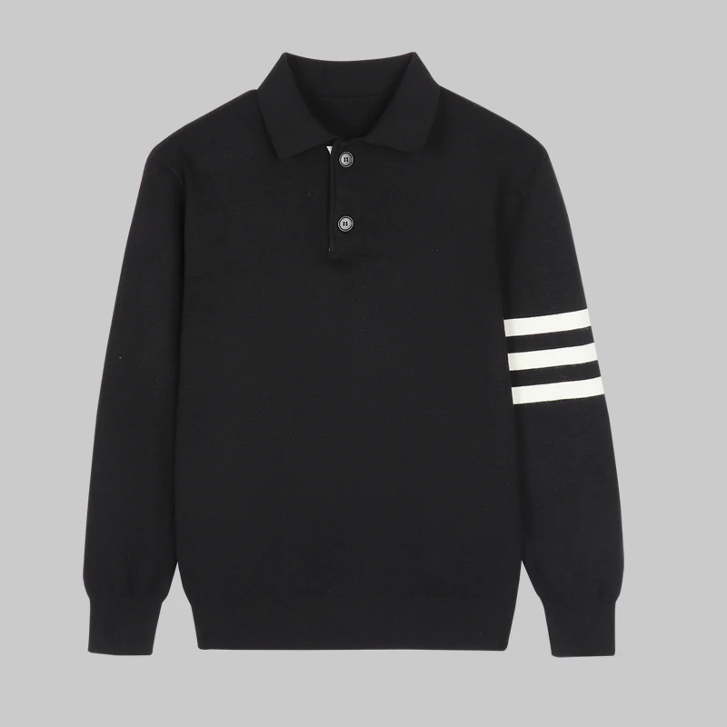 男士休闲三条杠针织Polo