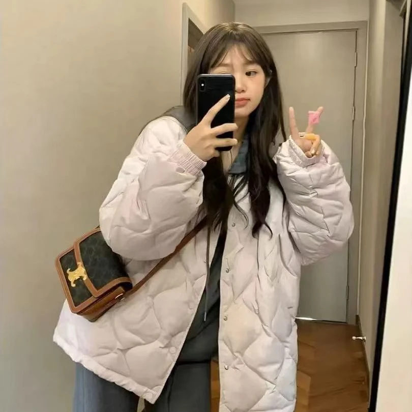 631新款棉服加厚宽松2024冬季小个子韩系菱格外套棉袄棉衣