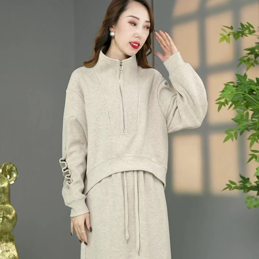 【两件套】设计师款高货欧版洋气加厚立领时尚两件套女腔调套装裙