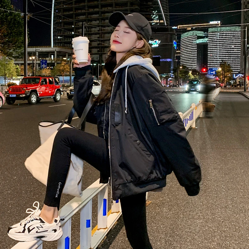 连帽棒球服外套女春秋冬季加厚2025新款爆款韩版宽松百搭情侣夹克