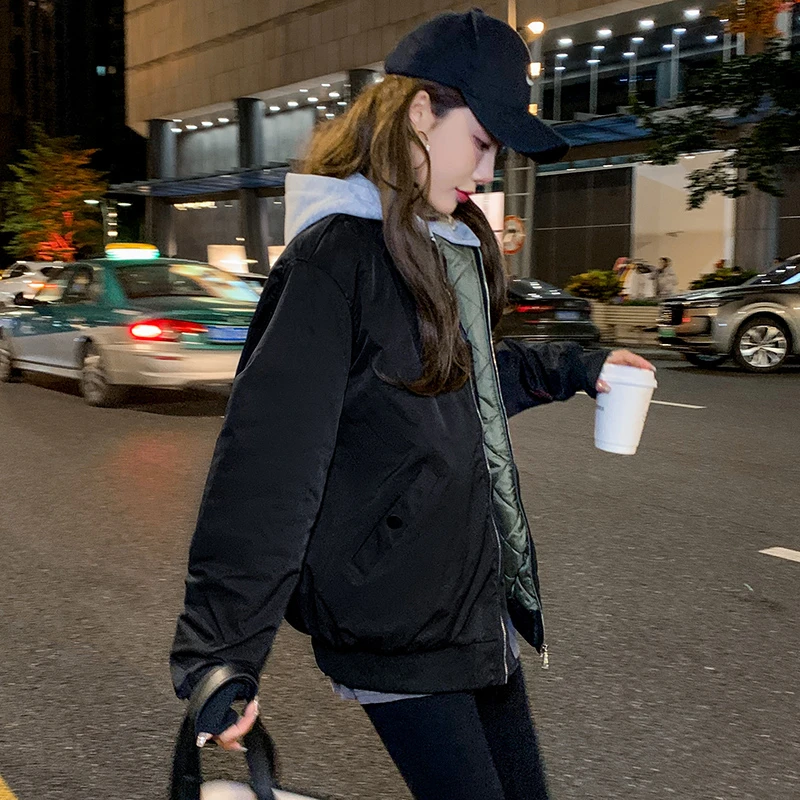 夹棉棒球服外套女春秋冬季2025新款爆款韩版宽松休闲夹克加厚棉衣